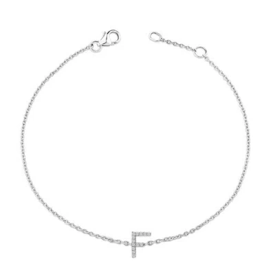 Haus Of Brilliance 10k Gold Diamond Accent "a-z" Initial Charm And Link Bracelet In Silver