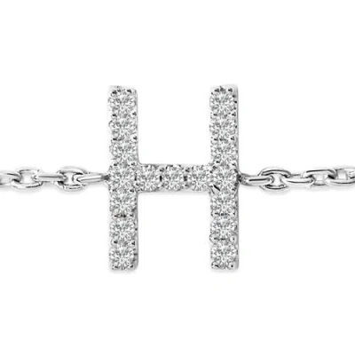 Haus Of Brilliance 10k Gold Diamond Accent "a-z" Initial Charm And Link Bracelet In Silver