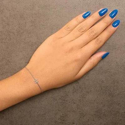 Haus Of Brilliance 10k Gold Diamond Accent "a-z" Initial Charm And Link Bracelet In Silver