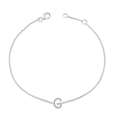 Haus Of Brilliance 10k Gold Diamond Accent "a-z" Initial Charm And Link Bracelet In Silver