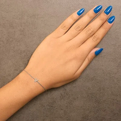 Haus Of Brilliance 10k Gold Diamond Accent "a-z" Initial Charm And Link Bracelet In Silver