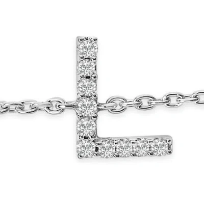 Haus Of Brilliance 10k Gold Diamond Accent "a-z" Initial Charm And Link Bracelet In Silver