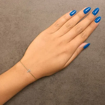 Haus Of Brilliance 10k Gold Diamond Accent "a-z" Initial Charm And Link Bracelet In Gold