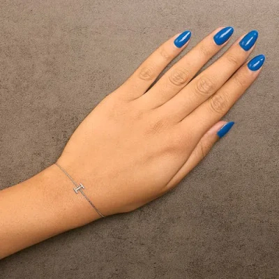 Haus Of Brilliance 10k Gold Diamond Accent "a-z" Initial Charm And Link Bracelet In Silver