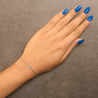 Haus Of Brilliance 10k Gold Diamond Accent "a-z" Initial Charm And Link Bracelet In Silver