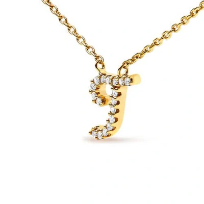Haus Of Brilliance 10k Gold Diamond Accent  A-z Initial Script Style Pendant Necklace In Gold