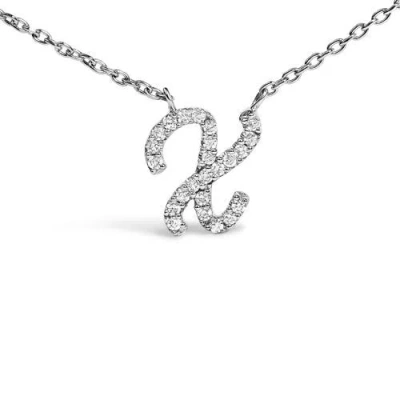 Haus Of Brilliance 10k Gold Diamond Accent  A-z Initial Script Style Pendant Necklace In Metallic