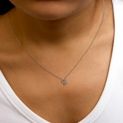 Haus Of Brilliance 10k Gold Diamond Accent  A-z Initial Script Style Pendant Necklace In Metallic