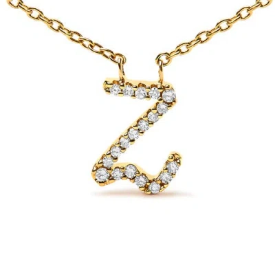Haus Of Brilliance 10k Gold Diamond Accent  A-z Initial Script Style Pendant Necklace In Gold