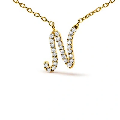 Haus Of Brilliance 10k Gold Diamond Accent  A-z Initial Script Style Pendant Necklace In Gold