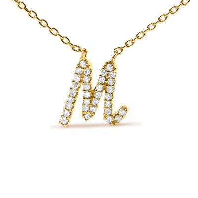 Haus Of Brilliance 10k Gold Diamond Accent  A-z Initial Script Style Pendant Necklace In Gold