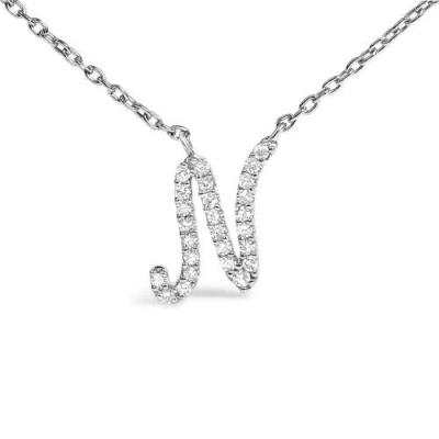 Haus Of Brilliance 10k Gold Diamond Accent  A-z Initial Script Style Pendant Necklace In Metallic