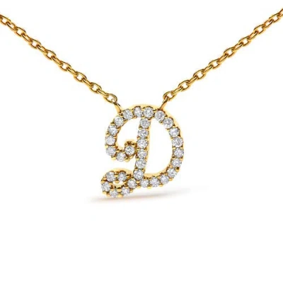 Haus Of Brilliance 10k Gold Diamond Accent  A-z Initial Script Style Pendant Necklace In Gold