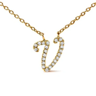 Haus Of Brilliance 10k Gold Diamond Accent  A-z Initial Script Style Pendant Necklace In Gold