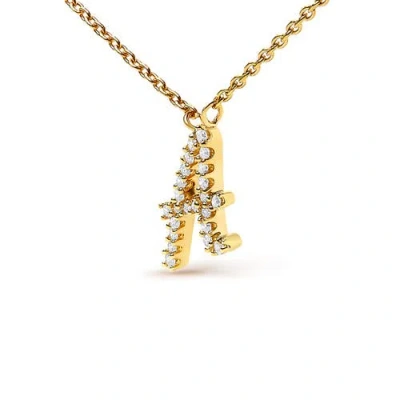 Haus Of Brilliance 10k Gold Diamond Accent  A-z Initial Script Style Pendant Necklace In Gold