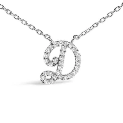 Haus Of Brilliance 10k Gold Diamond Accent  A-z Initial Script Style Pendant Necklace In White