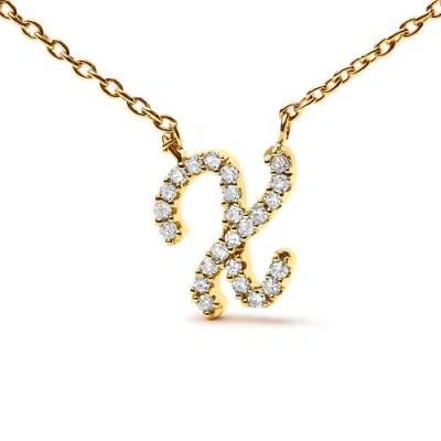 Haus Of Brilliance 10k Gold Diamond Accent  A-z Initial Script Style Pendant Necklace In Gold