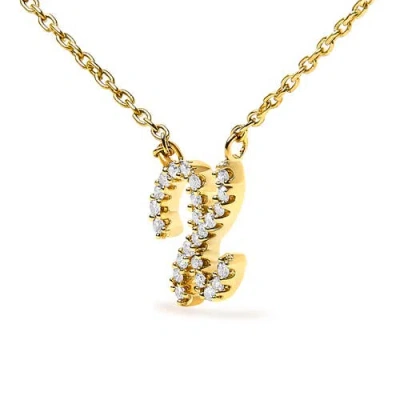 Haus Of Brilliance 10k Gold Diamond Accent  A-z Initial Script Style Pendant Necklace In Gold