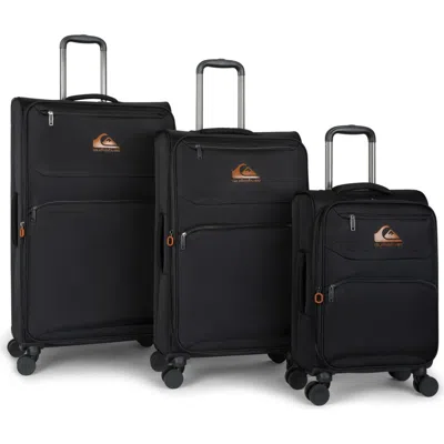 Quiksilver Buxton Suitcases Nylon Softside Expandable Luggage With Spinner Wheels, 3-piece Set In Black