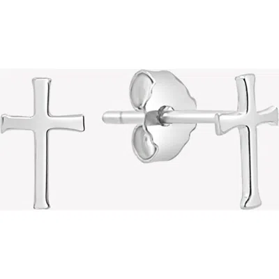 Rizen Jewelry Cross Mini Stud Earring In Silver