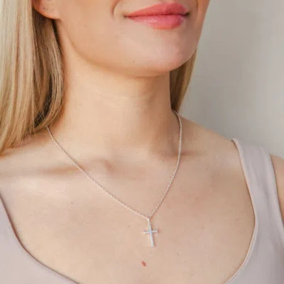 Rizen Jewelry Large Cross Pendant Necklace In Metallic