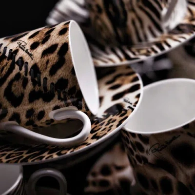 Cavalli Coffee Cup & Saucer With Luxury Box In Animal Print