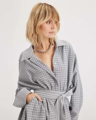 Theo The Label Echo Plaid Fit-and-flare Mini Dress In Gray