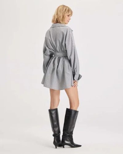 Theo The Label Echo Plaid Fit-and-flare Mini Dress In Gray