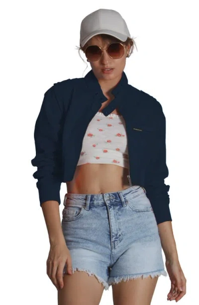 Members Only Mini Cropped Racer Jacket In Blue