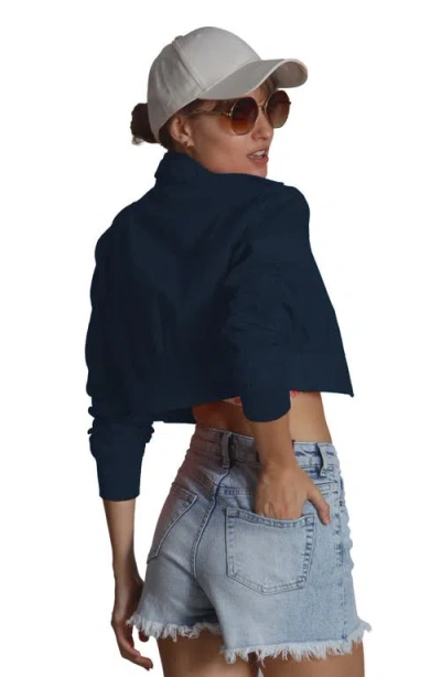 Members Only Mini Cropped Racer Jacket In Blue
