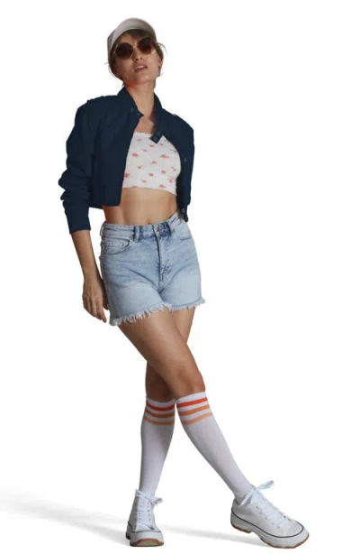 Members Only Mini Cropped Racer Jacket In Blue