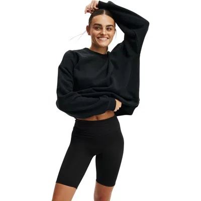 Cotton On Body Active Plush Crew Sweatshirt In Black