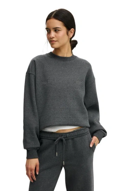 Cotton On Body Plush Graphic Crew Sweatshirt In Gray