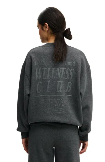 Cotton On Body Plush Graphic Crew Sweatshirt In Gray