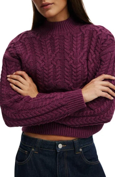 Cotton On Boxy Mock Neck Knit Sweater In Purple