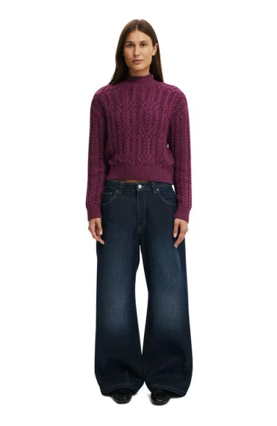 Cotton On Boxy Mock Neck Knit Sweater In Purple