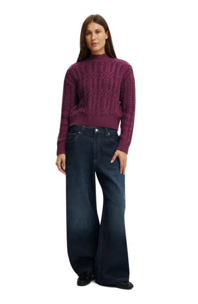 Cotton On Boxy Mock Neck Knit Sweater In Purple