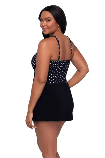 Trimshaper Kim Surplice Control Swim Romper With Pockets In Black