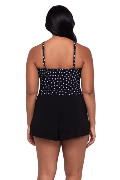 Trimshaper Kim Surplice Control Swim Romper With Pockets In Black