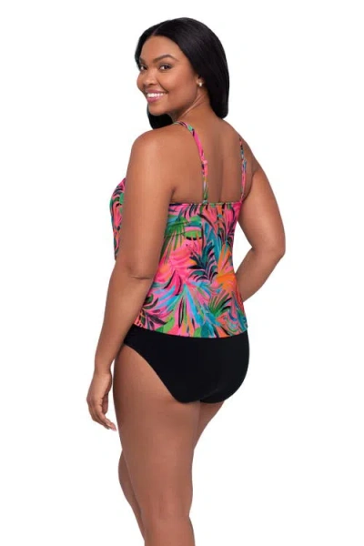 Trimshaper Ronnie 2 Tier Ruffle Tankini Swimsuit Top In Pink