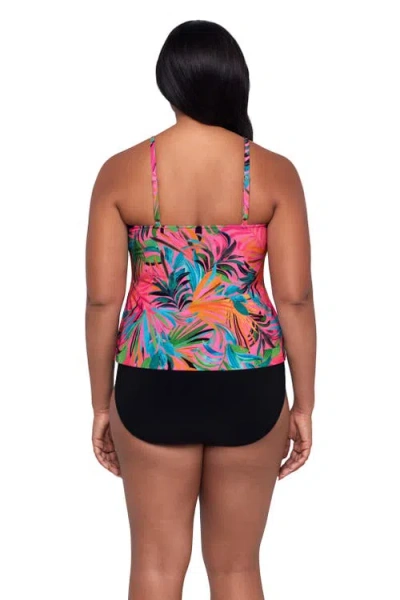 Trimshaper Ronnie 2 Tier Ruffle Tankini Swimsuit Top In Pink