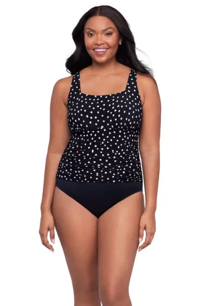 Trimshaper Amy Square Neck Back Tie One-piece Control Swimsuit In Black