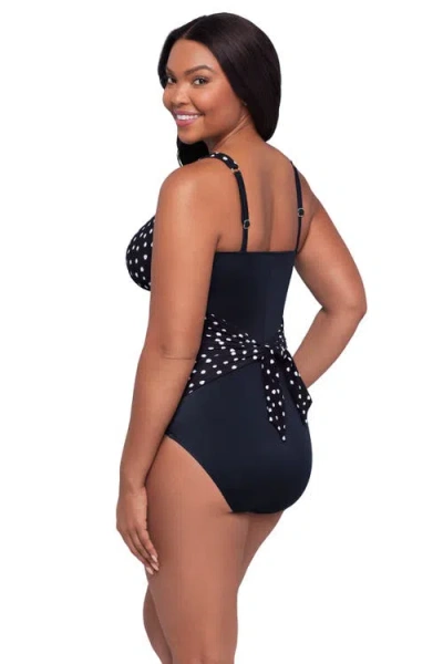 Trimshaper Amy Square Neck Back Tie One-piece Control Swimsuit In Black