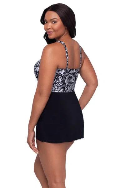 Trimshaper Laura Sweetheart Neckline Control Swimdress In Animal Print