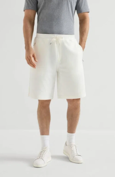Brunello Cucinelli Drawstring Zip-pocket Shorts In White