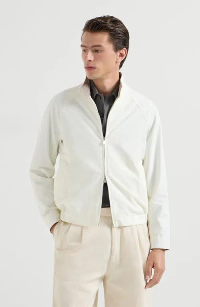 Brunello Cucinelli Gabardine Outerwear Jacket In White