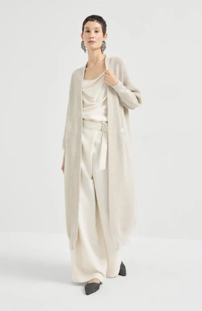 Brunello Cucinelli Sparkling Net Long Cardigan In Neutral