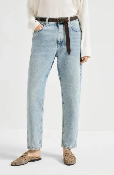 Brunello Cucinelli Baggy Tapered Trousers In Blue