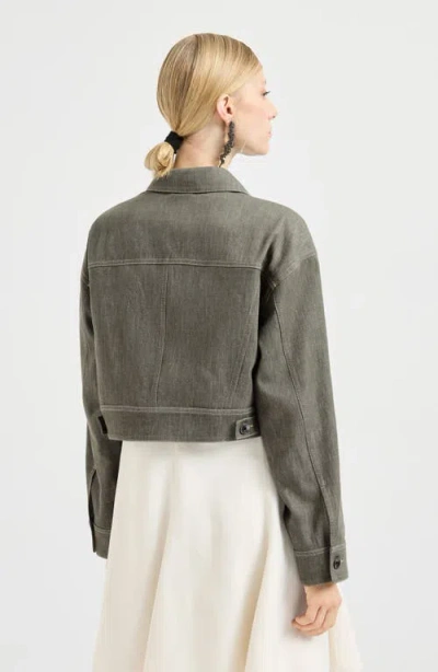 Brunello Cucinelli Denim-effect Twill Outerwear Jacket In Green