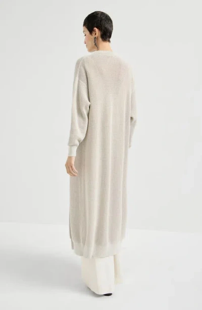 Brunello Cucinelli Sparkling Net Long Cardigan In Neutral